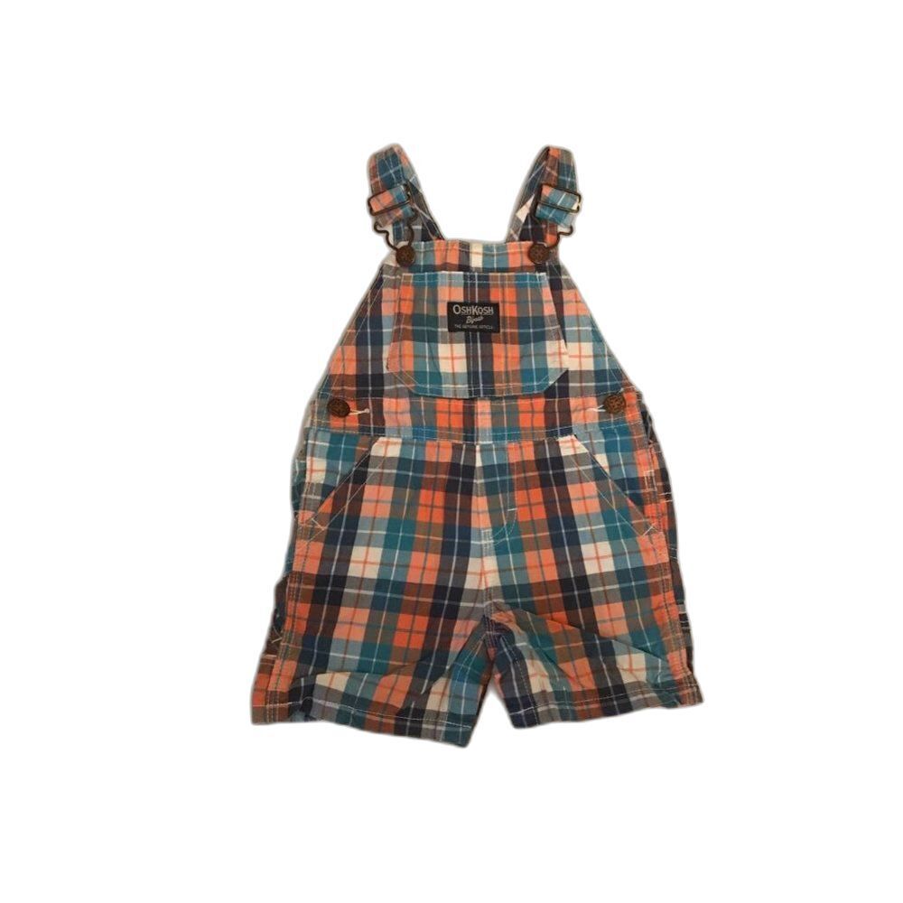 Vtg OshKosh Overalls colorful plaid boys size 12 months